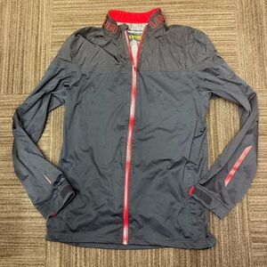 Under Armor Black Windbreaker Jacket Zip Up with Red Details